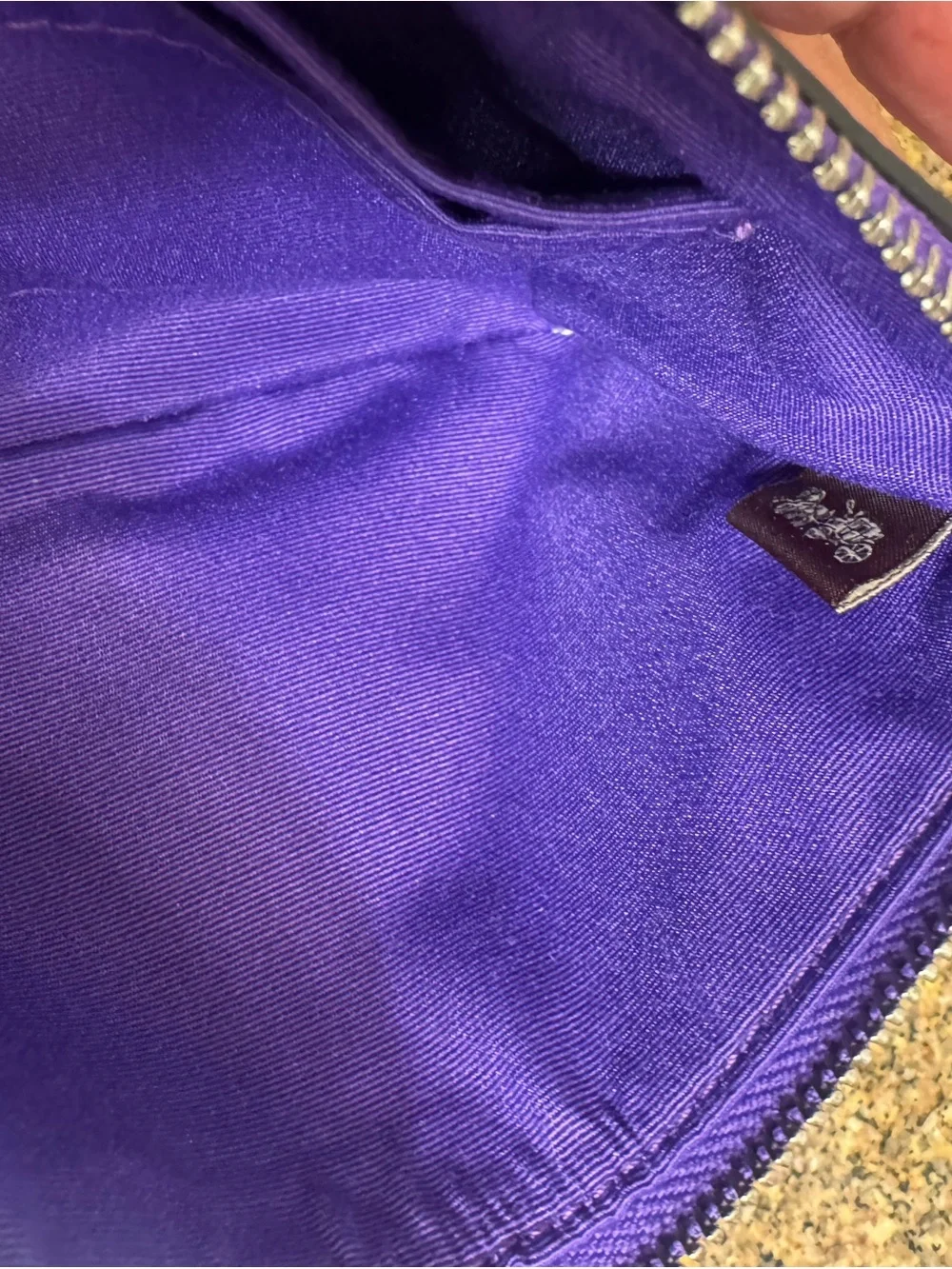 COACH Purple Floral Leather Wristlet‎ Corner Zip nwot  wallet credit card